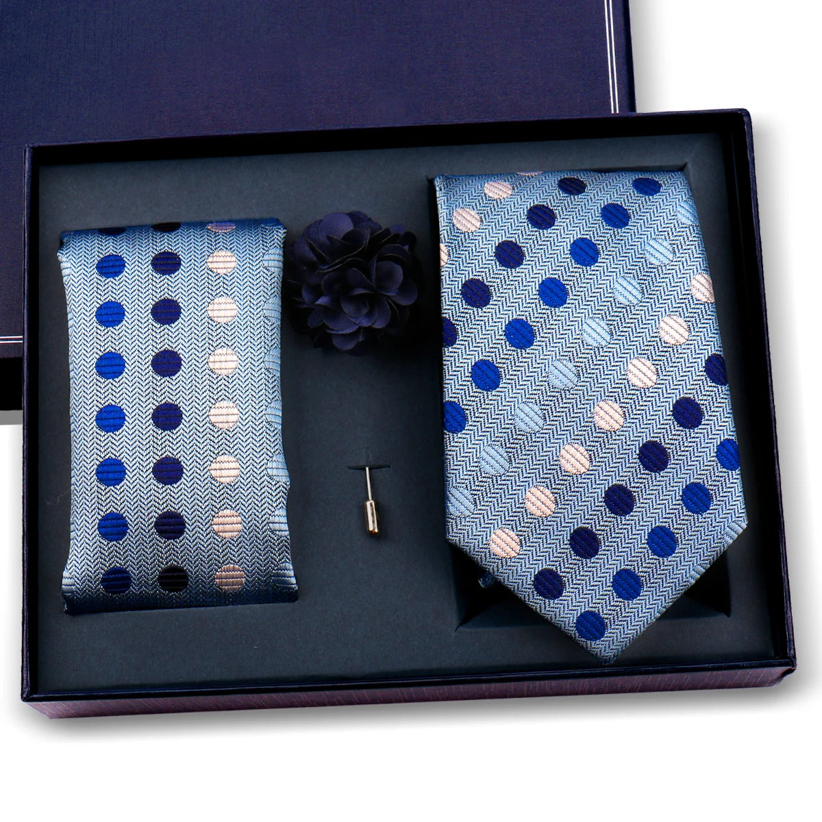 Elegant Ties For Men Classic Paisly Neck Tie Pocket Square Brooch Set With Gift Box Mens Business Wedding Suit Accessories