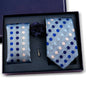 Elegant Ties For Men Classic Paisly Neck Tie Pocket Square Brooch Set With Gift Box Mens Business Wedding Suit Accessories