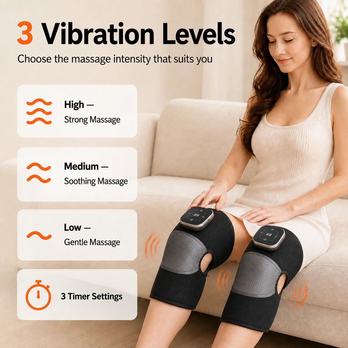 Cordless Heated Knee Massager, 5 Heat Levels 3 Vibration Levels, Magnetic Controller, Mugwort Wrap for Knee Shoulder Elbow Brace