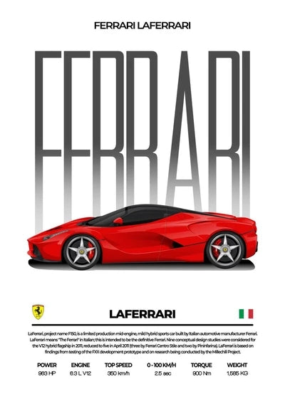 Classic Red Performance Sports Car Wall Art M3 F40 812 FS90 Luxury Car HD Canvas Print Poster Home Living Room Bedroom No Frame