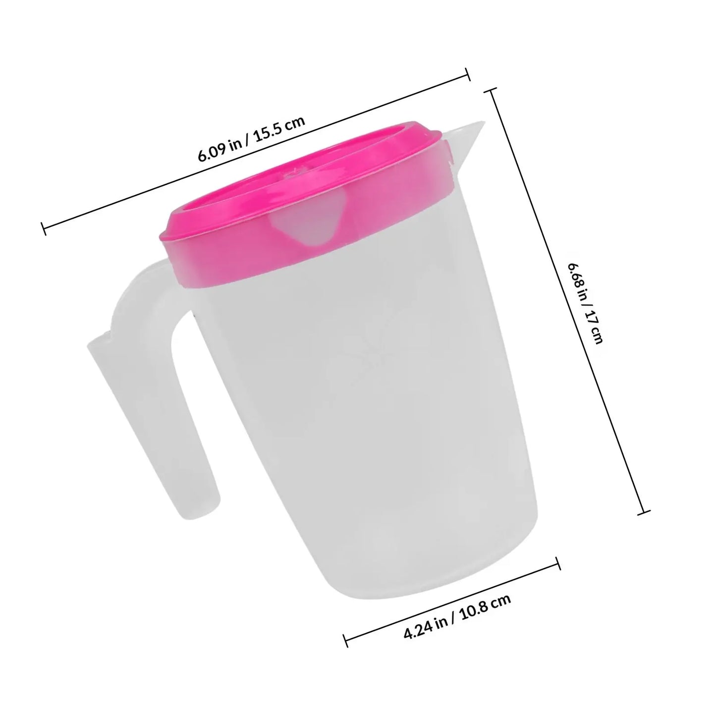 1L Plastic Pitcher with Lid for Juice Water Iced Tea Cold Beverages Milk Beer Lemonade Home Kitchen Office Party Picnic Swimming