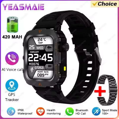 2025 New Military Smart Watch Men Waterproof Outdoor Sports Fitness Tracker Health Monitor 2.19" BT Call Smartwatch HT30