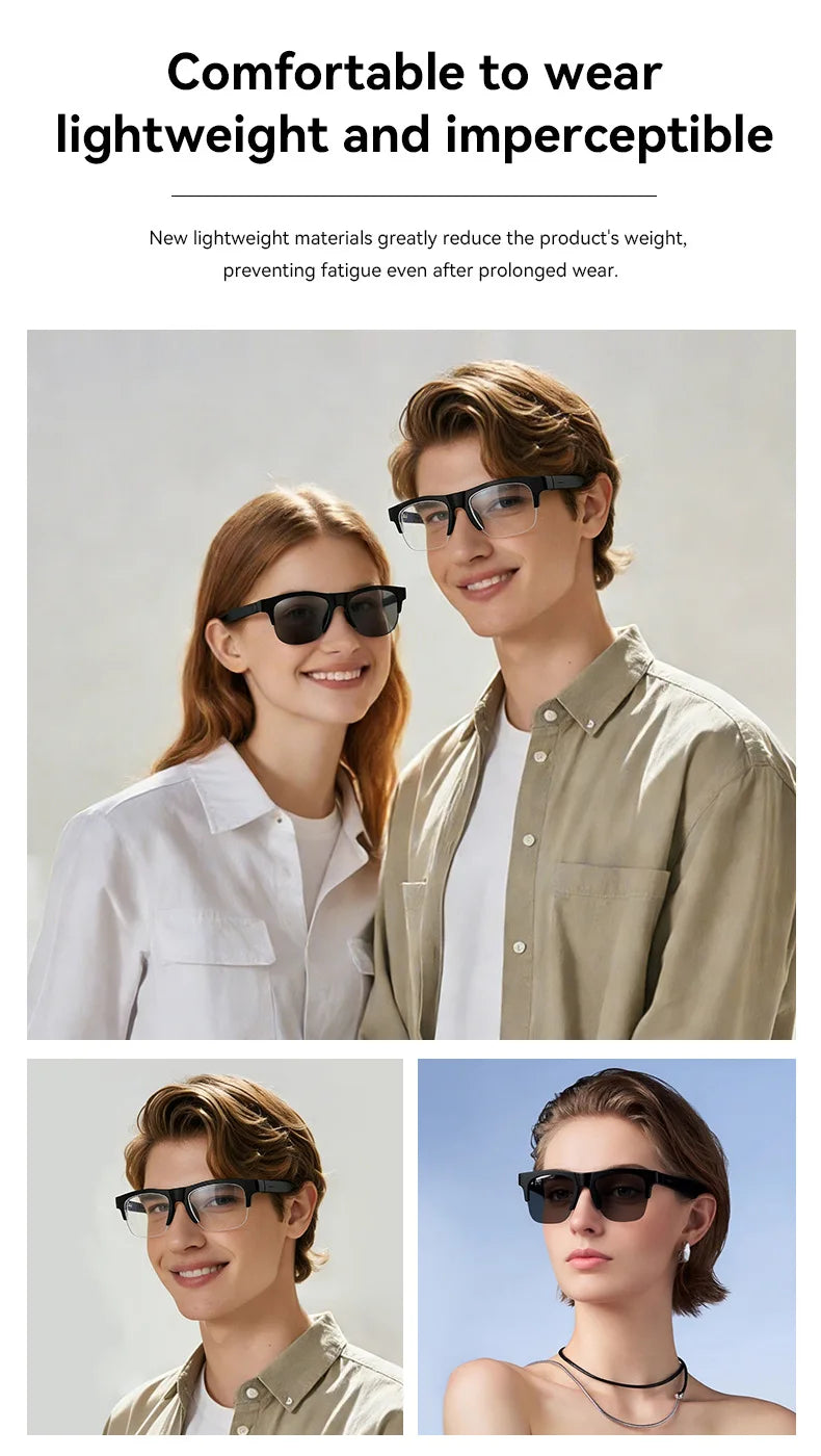 Smart AI Bluetooth Sunglasses Glasses Call Outdoor Sports Headphones HIFI Black Technology Anti-touch UV for Men and Women New