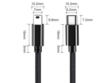 USB Type C to Mini USB Adapter Cable for Camera MP3 MacBook Pro HDD Charging Cable Data Transfer Connector Type-c Mini USB Cable