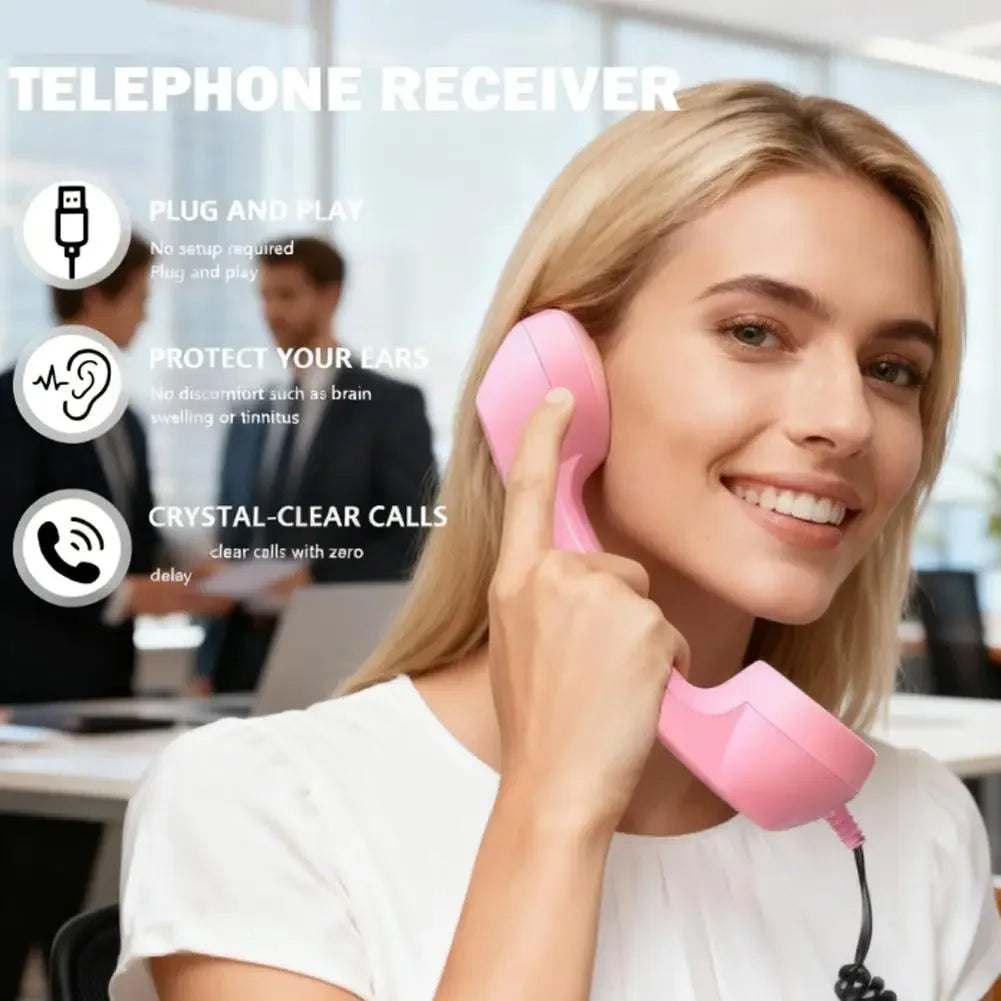 Type C Universal Retro Telephone Handset Retro Telephone Receiver Handset Mini Microphone Speaker for Mobile Phones Computers