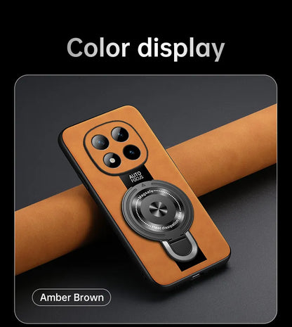 For Xiaomi Redmi Note 15 Pro and Note15 Pro Plus 5G Case Magnetic Holder Silicone PU Leather Plexiglass Premium Back Cover