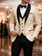 Men's Slim Fit Business Suit Black Shawl Lapel Casual Tuxedos for Wedding Groomsmen Suits Set