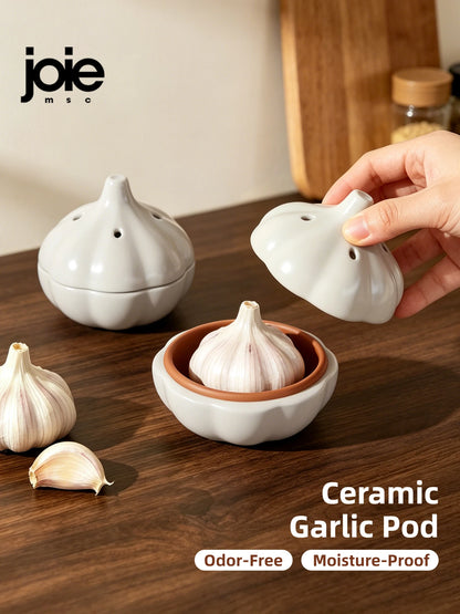 Joie Garlic Storage Box Moisture Proof Anti-mold Ventilation Ceramic Storage Jar Chili Ginger Storage Box Organizer
