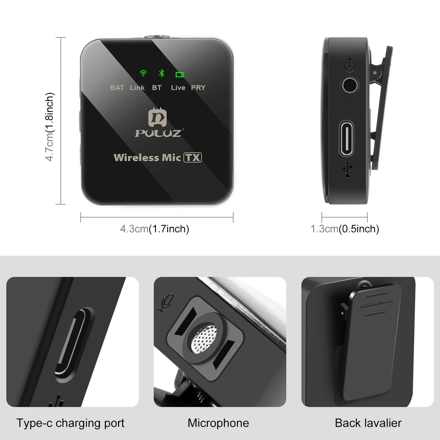 PULUZ Wireless Lavalier Microphone Live Broadcast YouTube Gaming Microphone For iphone/Android/3.5mm DSLR Camera Audio Recording