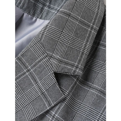 KIDWHXR Men Summer Suit Outfit British Style Plaid Short Sleeve Male 2-piece Set Loose Comfortable Business Casual Man Suits