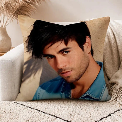 E-Enrique Iglesias-S Cushion Cover Linen Double-sided Printed Cushion Cover, sofa pillow case，Nordic Home Decor