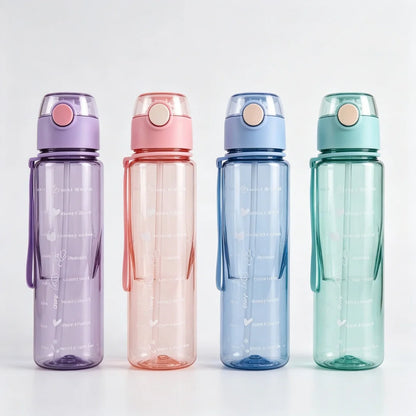 Transparent Motivational Scale Water Bottle, Clear Stylish Cup for Juice Coffee Drinking Water, Leakproof Durable Reusable