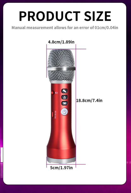 20W/Pc Bluetooth Speaker 1Pc of TWS Portable Karaoke Microphone For Kids & Adults Gift Wireless 10H Battery Handheld AUX Mic
