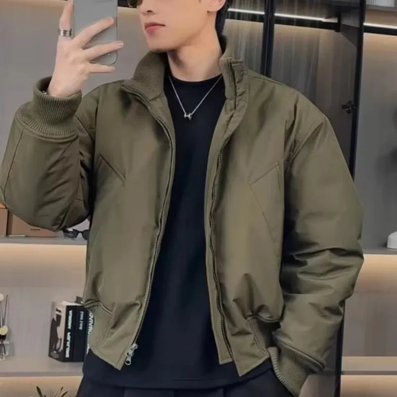 Retro American pilot jacket men's new standing collar short jacket cool and versatile loose Korean version autumn and winter top