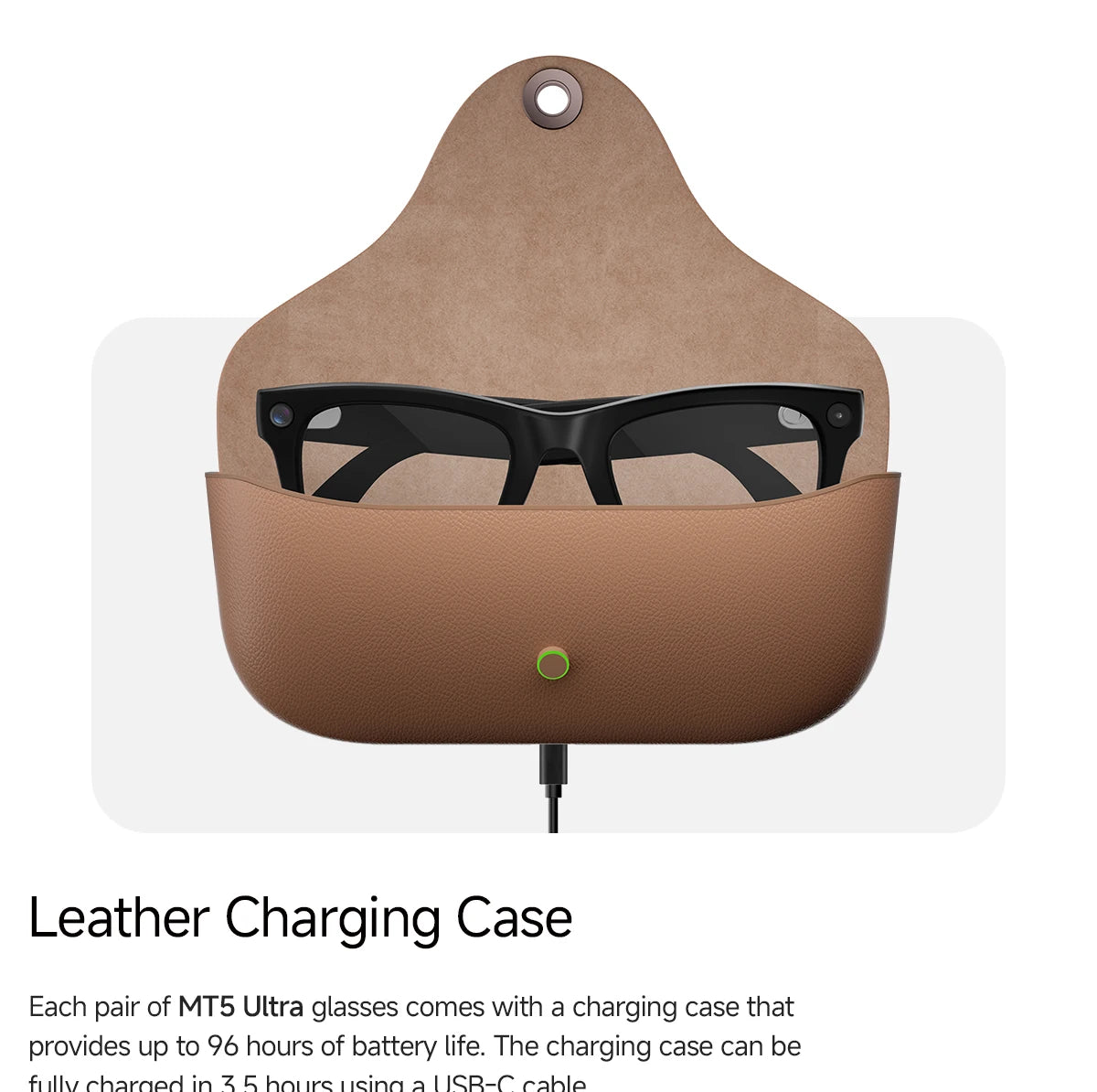 MT5 Ultra AI Smart Glasses 8MP Camera Video Recording Real-Time Translation Bluetooth Call Music with Charging Case