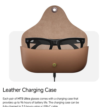 MT5 Ultra AI Smart Glasses 8MP Camera Video Recording Real-Time Translation Bluetooth Call Music with Charging Case