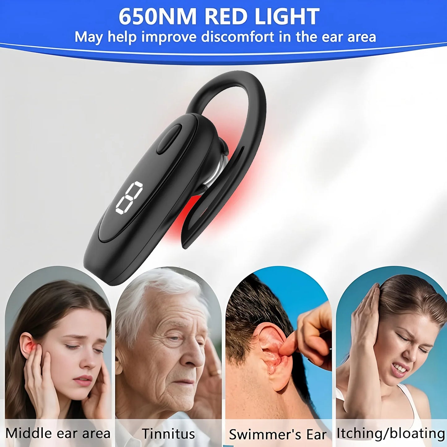 Smart nanometer 650nm Tinnitus Ear Laser Therapy Irradiation Tinitus Otitis Media Deafness Treatment Ear-hanging Style Earplug