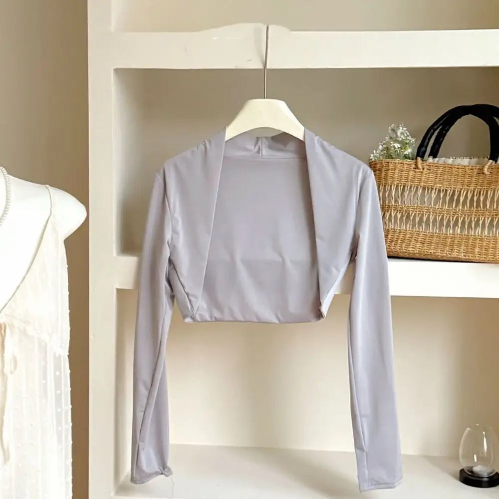 Ultra-thin Long Sleeve Crop Top Quick-Drying Anti UV Long Ice Silk Sleeves Solid Color UV Protection Sunscreen Arm Covers Girls
