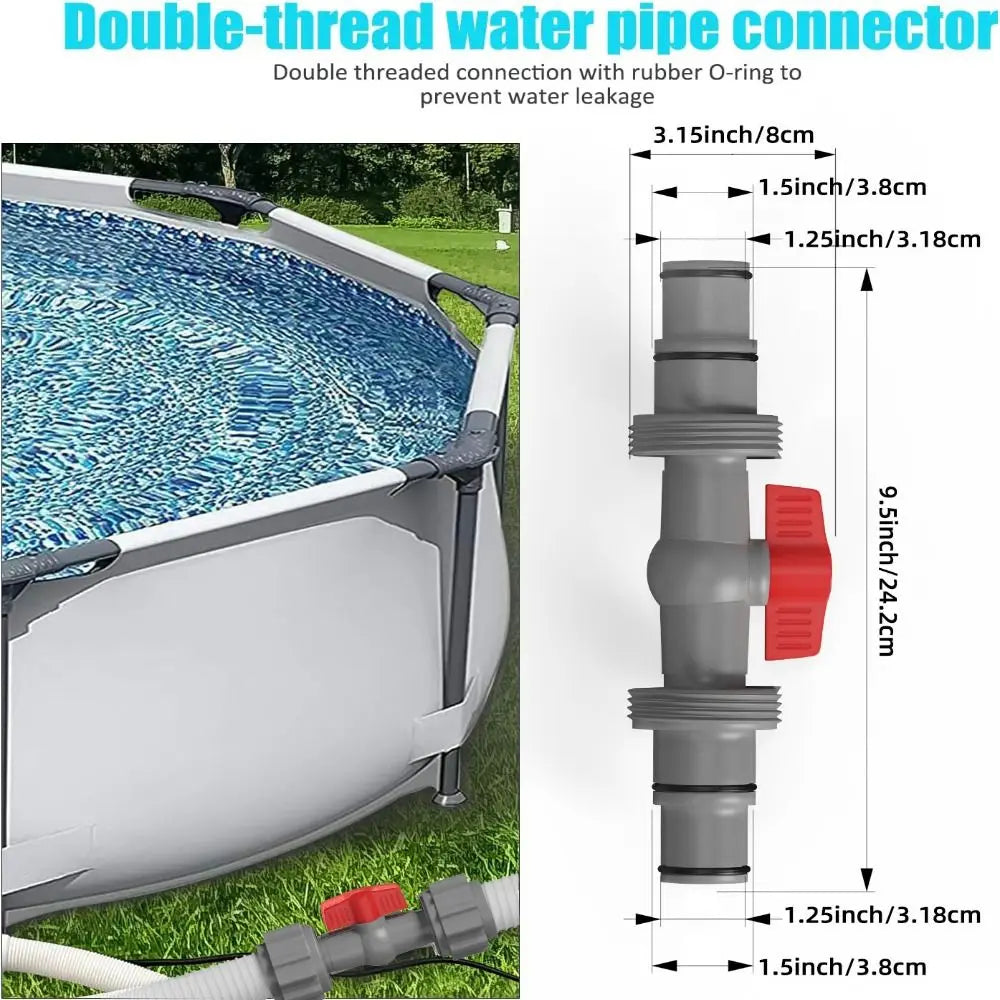 Replaceable Swimming Pools Hose Connector Coupling Interconnecting Coupler with Rubber O-Ring T-Joint Pipe Filter Pump Adapter
