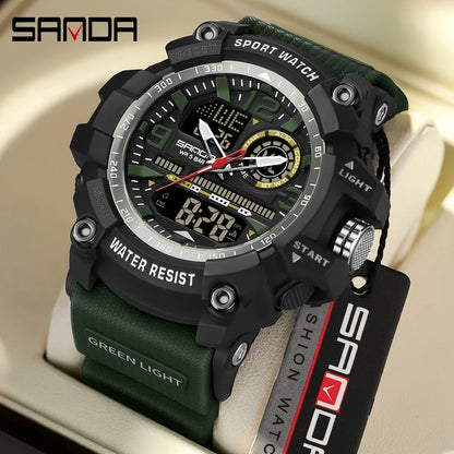 SANDA 3367 Men's Electronic Watch Large Dial Multi Functional Outdoor Waterproof Student Sports Electronic Watch