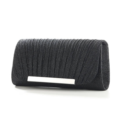 Decorative sequin pleated dinner bag Pop metal chain shoulder bag Wedding party storage bag Premium banquet evening dress bag