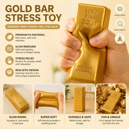 Slow Rebound PU Sensory Toy New Soft Gold Brick Squeeze Toys Gold Bars Decompression Toy For Kids