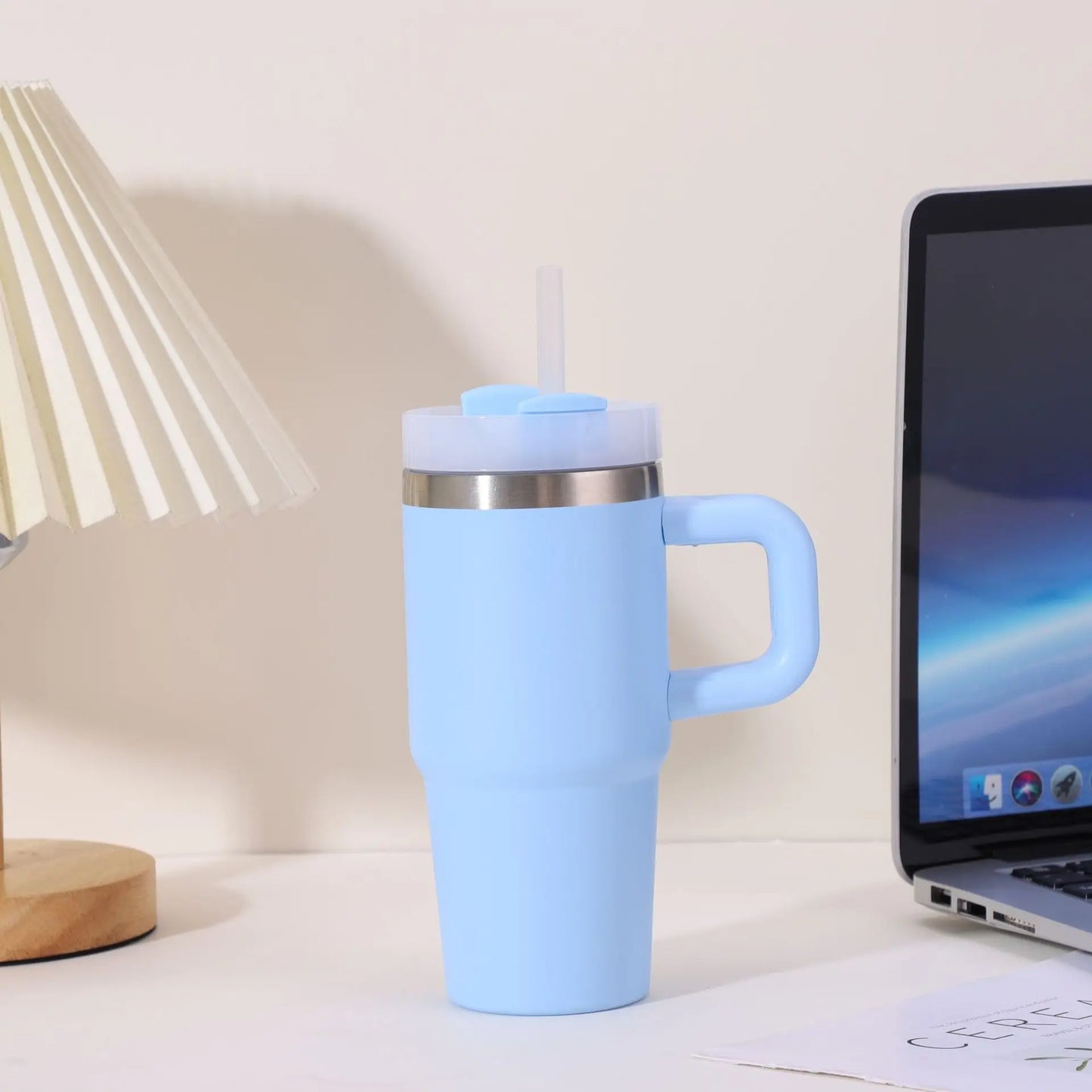 14oz Car Mug with Handle Double-layer Vacuum Coffee Cup Portable Sport Water Bottle 304 Stainless Steel Travel Thermal Cup