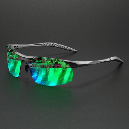 Classic Colorful Semi-Rimless Outdoor Polarized Sunglasses - Spring Hinge, UV400 for Driving, Fishing & Daily Use