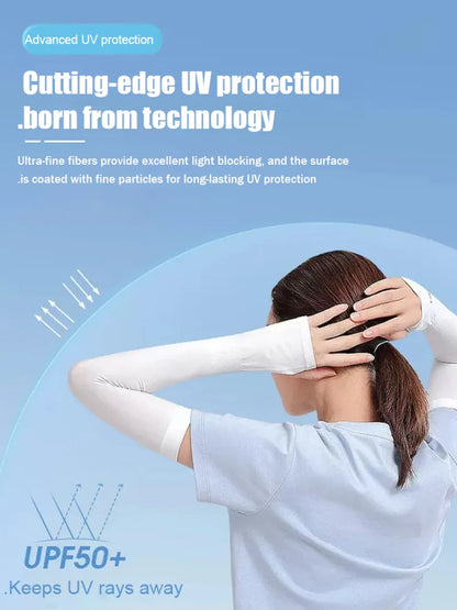 Invisible Sunscreen Seamless Ice Sleeves UPF50+ Cooling Silk Fabric UV Protection Arm Covers For Outdoor Sports Driving