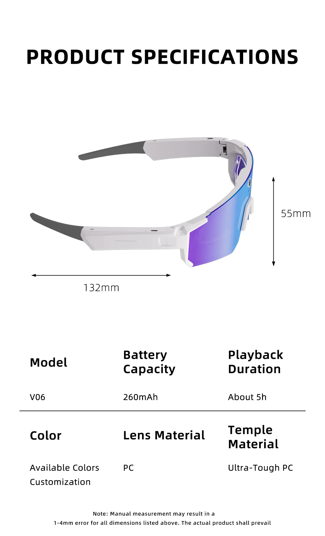 New AI Smart Glasses With Camera 1200P Video Recording Anti-Shake Shooting Sunglasses Bicycle Riding Windproof Goggles Men Women