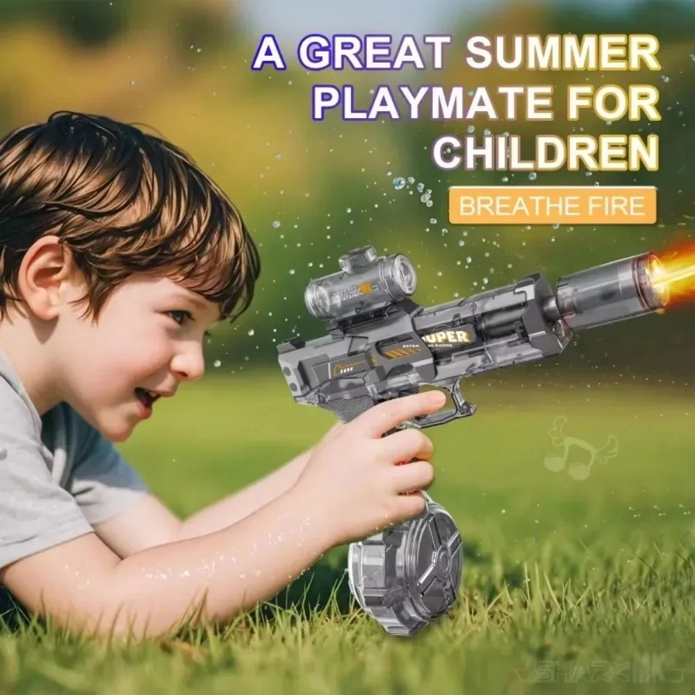 MK3 Electric Water Gun Toy Large-capacity Cool Flash Light Absorbent Water Continuous Shooting Summer Outdoor Beach Toy for Kids