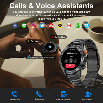 2026 AI Głos Mężczyźni Smartwatch Wojskowy Monitor Zdrowia Bezprzewodowe Połączenia Fitness Wodoodporny Sportowy Smartwatch dla Telefonów z iOS i Androidem