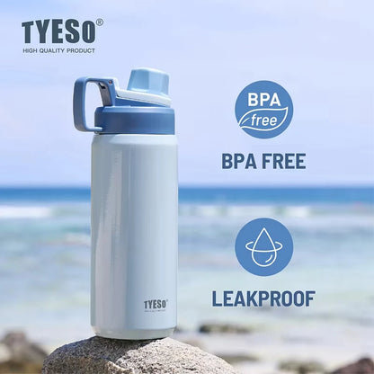 Tyeso 600ML Leakproof Insulated Water Bottle Portable Vacuum Thermal Flask Drink Cup for Outdoor Sports Travel Daily Fitness