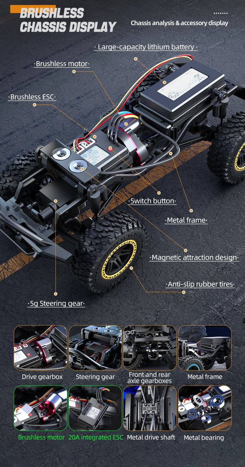2025 ZLL SG206 PRO/MAX 1:20 2.4G Brushless Four-Wheel Drive Racing Climbing Cool Light Remote Control High-Speed Toy Car Gift