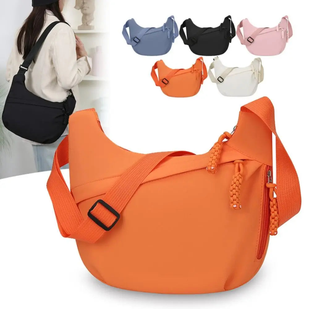 Fashion Large Capacity Women's Crossbody Bag Solid Color Multi-layered Shoulder Bag Simple Dumpling Bag Travel