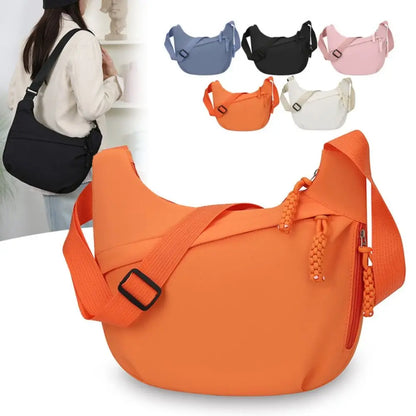 Fashion Large Capacity Women's Crossbody Bag Solid Color Multi-layered Shoulder Bag Simple Dumpling Bag Travel