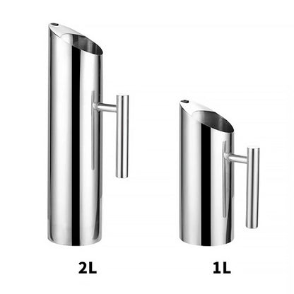 1/2L Kitchen Cold Wine Pitcher Stainless Steel Wine Juice Water Jug Ice Cold Freeze Water Pot Kettle for Restaurant Cafe Mix Bar