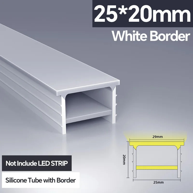 1M-10M LED Neon Rope Tube Soft Silicone Diffuser Channel Black/White Flexible Ribbon Strip Light for Recessed Channel