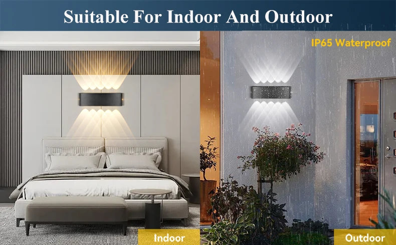 LED Wall Lamp AC110-265 IP65 Outdoor Waterproof Aluminum Wall Light Up Down luminous lighting Indoor  Stair Garden Sconce Light