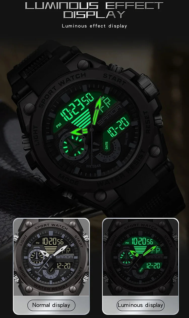 Sanda Men's Digital Fashion Waterproof Outdoor Sports Multifunctional Electronic Watch SD3302-12