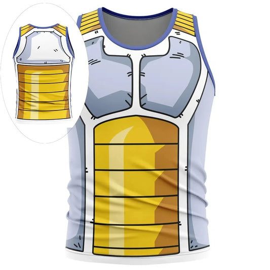 2026 Summer Dragon Ball Vegeta Saiyan Armor Cosplay Tank Top, 3D Print Retro Streetwear Oversized Polyester Top for Unisex Kids