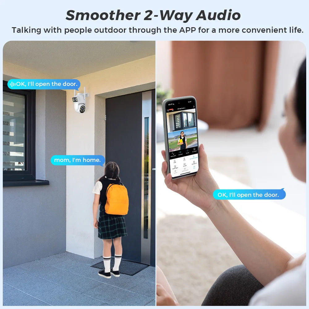4K 8MP PTZ WIFI Camera Dual Lens Dual Screen 4X Digital Zoom IP Camera 10MP HD Auto Tracking Outdoor CCTV Surveillance O-KAM Pro
