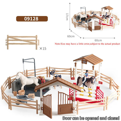 Oenux Farm Horse Race Model Action Figures DIY Equestrianism Horseman Animals Figurine Cute Education Collection Kids Toy Gift