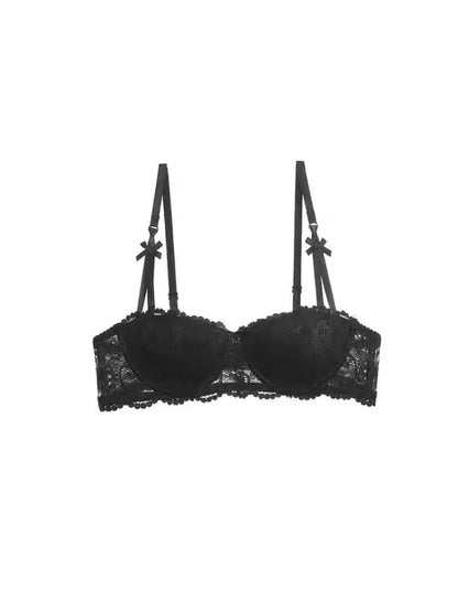 French Lace Half-Cup Bra Ultra-Thin Compact Small Bras  Kawaii Lingerie Sexy Push Up Japanese Style Minimalist Design for Women