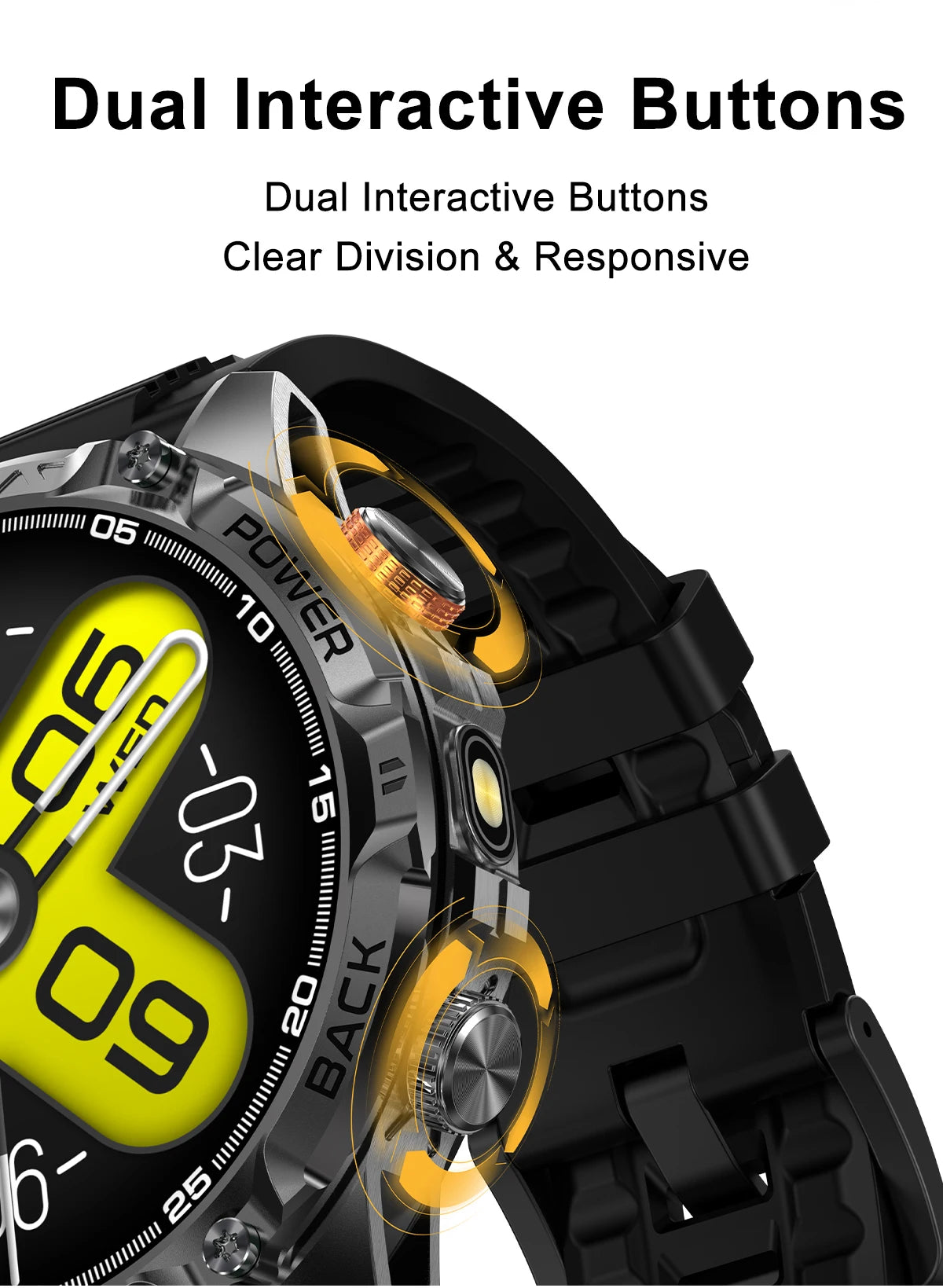LIGE Nowy wojskowy do T-Rex 3 Ultra Smart Watch Bateria 1000 mAh Wodoodporny IP68 Kompas Latarka Sportowy monitor Smartwatch Mężczyźni