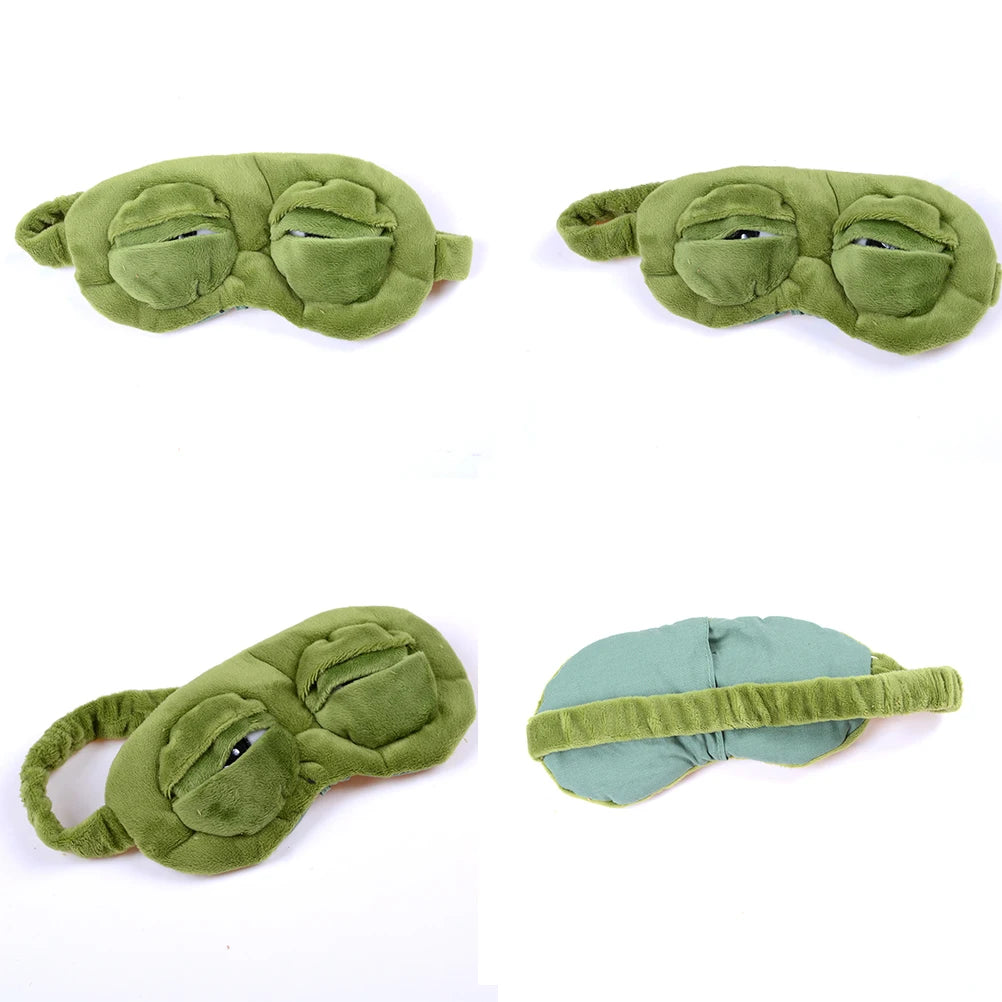 1PC Green 3D FROG Sleeping Mask Eyeshade Plush Eye Cover Travel Cartoon Eyeshade for Eye Travel Relax Sleeping Gift