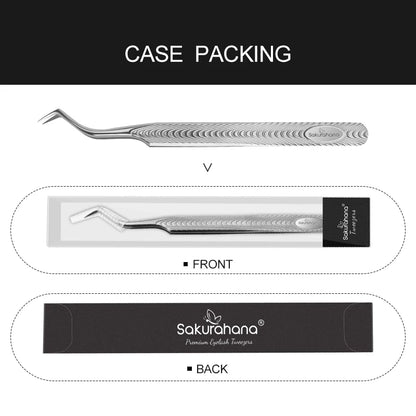 SAKURAHANA Anti-Static Eyelash Tweezers Professional High Precision Volume Extension Stainless Steel Anti-slip Makeup Tool