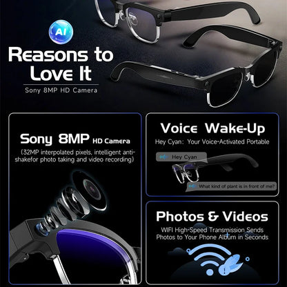 W630 800W HD Smart Glasses for Men And Women AI Intelligent Translation WiFi Transmission Photo & Video Recording Glasses