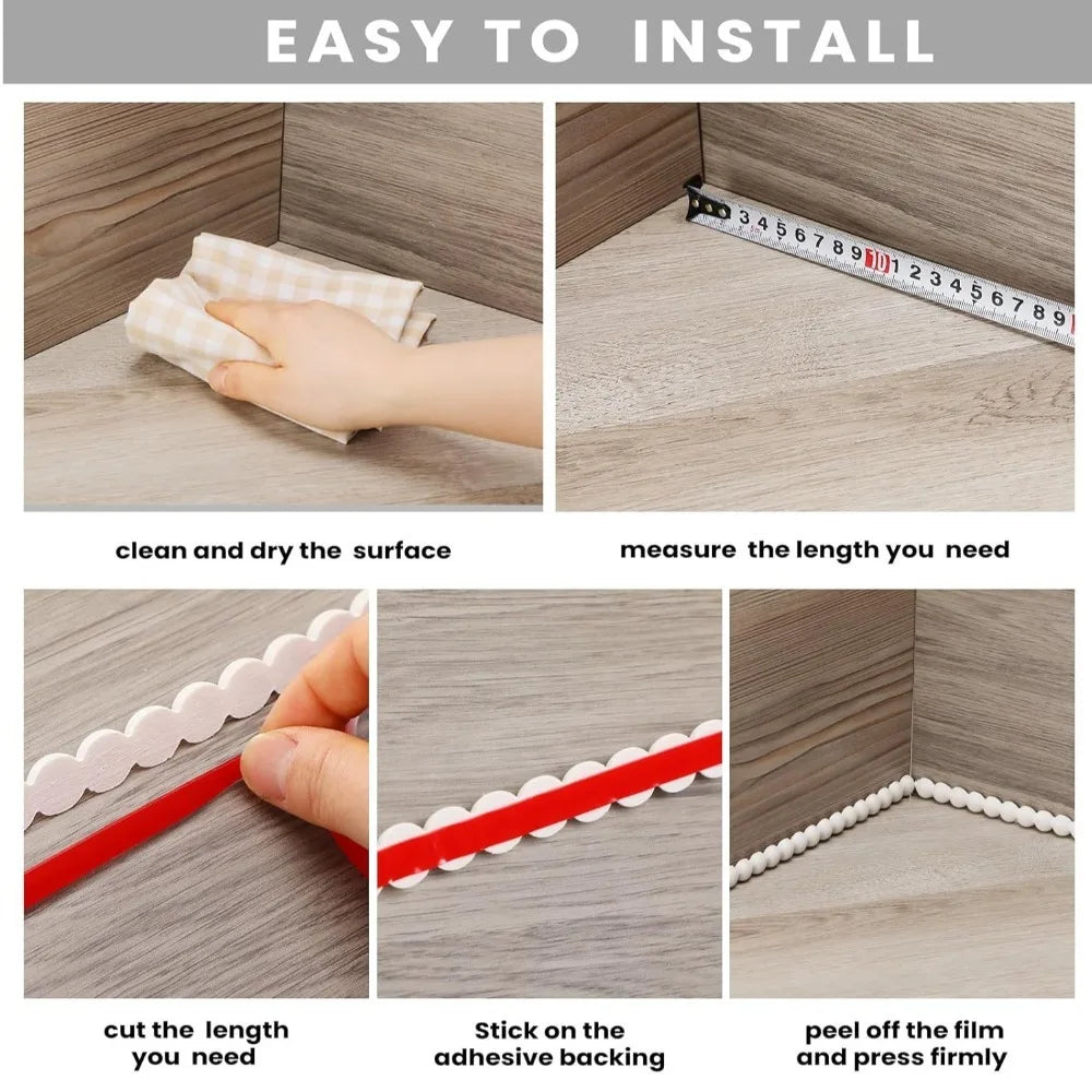 DIY Decoration 3 Meters Wall Molding Trim Flexible Paintable Stick for Walls Beads Self-Adhesive Paneling Strip Backsplash
