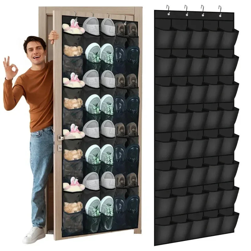 14/24/40 Grids Over The Door Shoe Rack  Mesh Pockets Hanging Shoe Organizer For Closet Hanging Shoe Rack Holder